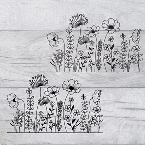 Flower Svg, Wildflower Svg, Floral Svg Botanical , Svg Cut File For Cricut, Instant Download, Wildflowers, Women Shirt, Silhouette Cut File