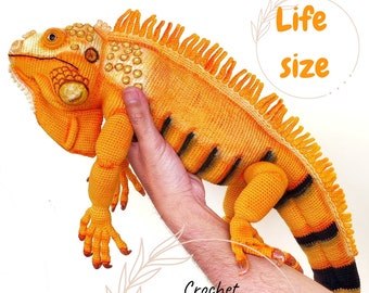 CROCHET PATTERN Big Iguana, realistic lizard.