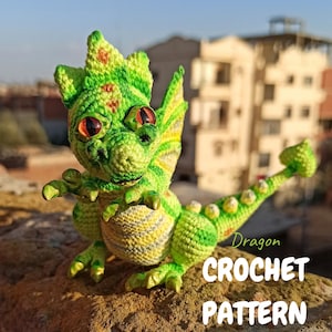 Crochet dragon pattern, amigurumi toy.