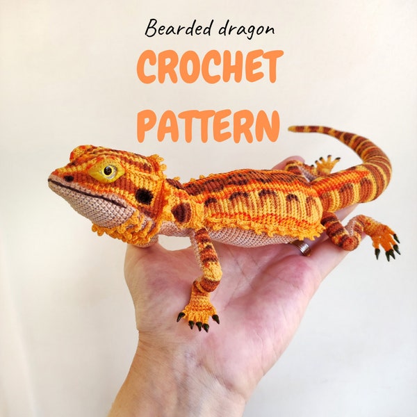 CROCHET PATTERN Bearded dragon, agama, realistic amigurumi lizard, instant download, crochet tutorial.