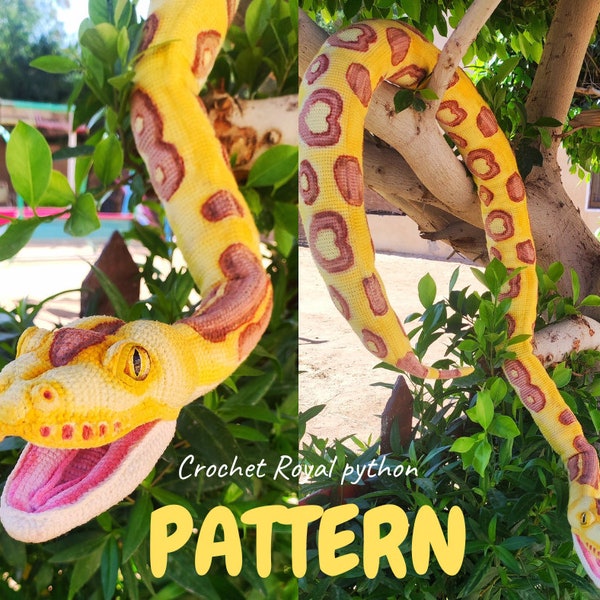 Royal python CROCHET PATTERN , ball python, regius, life size, amigurumi toy,  realistic reptile.