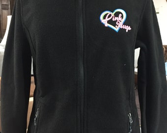 Mens Full Zip Fleece Jacket with embroidered Pink Hugs Logo