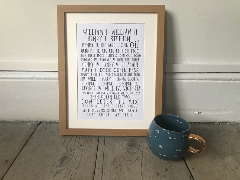 Horrible Histories Kings and Queens Song Lyrics A4 Art Print Etsy