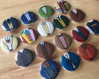 Iconic Doctor Costume Collection Badge | 32mm Button Badge | NOT A FULL SET | David Tennant | Jodie Whittaker