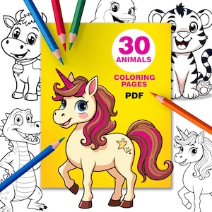 30 Animals Coloring Pages, Printable Coloring Pages, Animals Coloring Pages, Coloring Pages For Kids, Cute Animals Printable Pages PDF