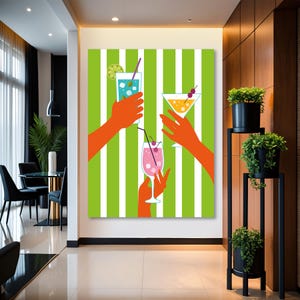 Cheers Print, Bar Cart Prints, Trendy Wall Art, Retro Kitchen Wall Art, Drinks Print, Cocktail Printable Wall Art, Preppy Digital Prints