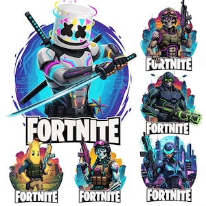 Paquete PNG de arte de juegos Fort Vol. 1, imágenes prediseñadas de personajes de videojuegos, diseño de sublimación de camisetas