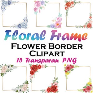 Floral Frame Clipart Bundle: Wildflower PNG Frames (Digital Download)
