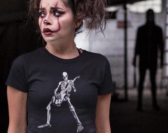 Skeleton Guitar T-Shirt: Spooky Rocker Tee for Metalheads