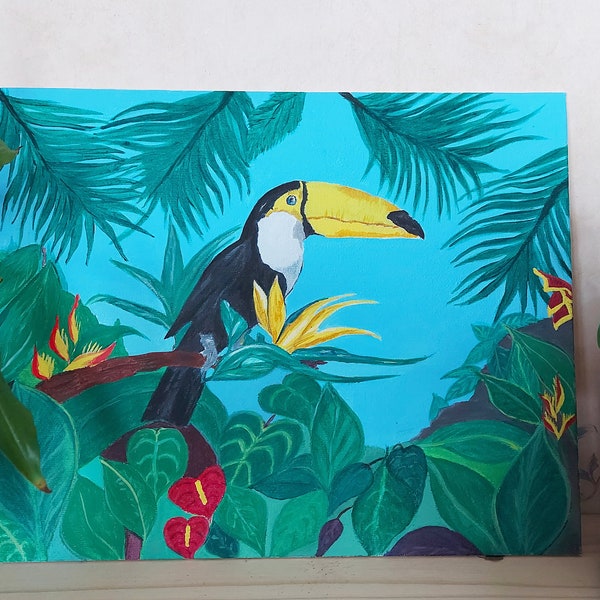 Tableau "Toucan" fait main en peinture acrylique "Toco toucan"