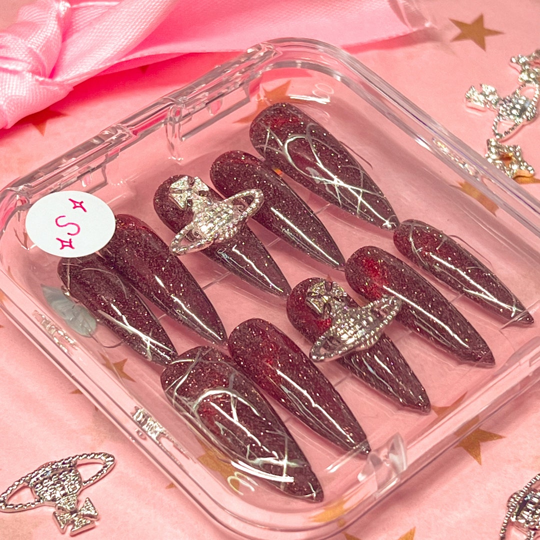 Enhypen-inspired 'dark Blood' Press-on Nails Long Stiletto Kpop Gel