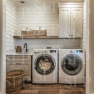 Rustic Farmhouse Laundry Room Mockup 378
