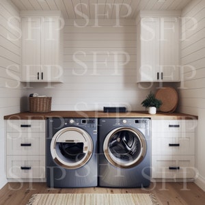Rustic Farmhouse Laundry Room Mockup 373