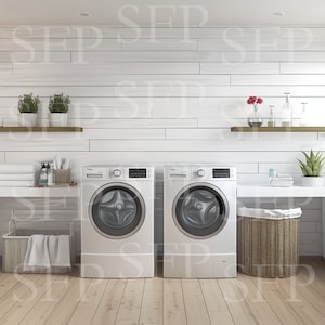 Rustic Farmhouse Laundry Room Mockup 393