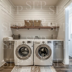 Rustic Farmhouse Laundry Room Mockup 383