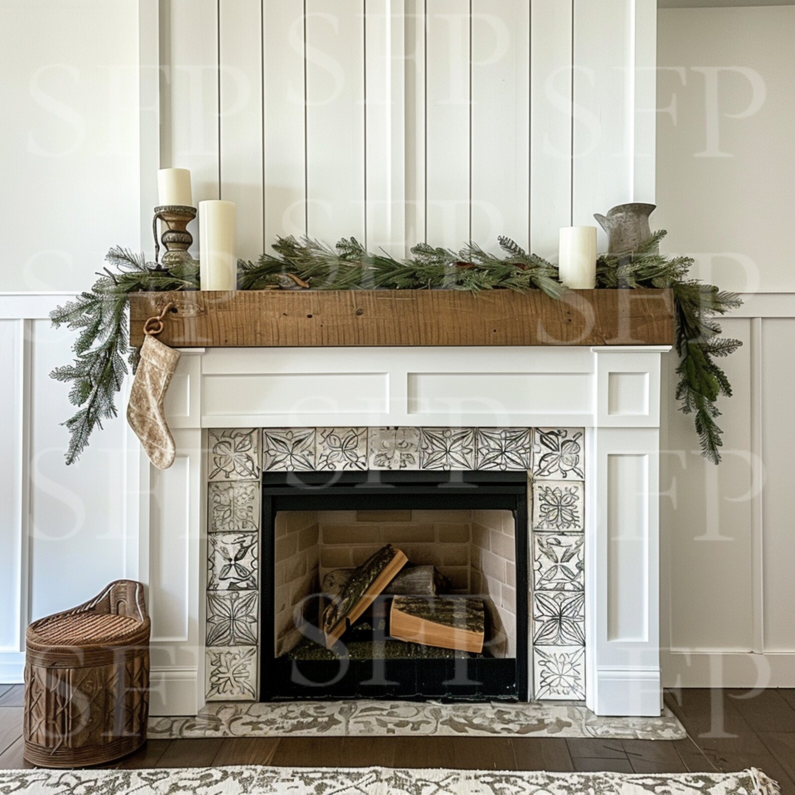 Rustic Farmhouse Fireplace Mantel Mockup 330 - Etsy