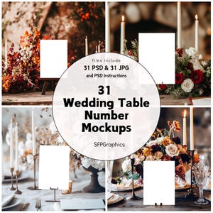 31 Número da mesa de casamento Pacote de mockup de papelaria de casamento Mockup