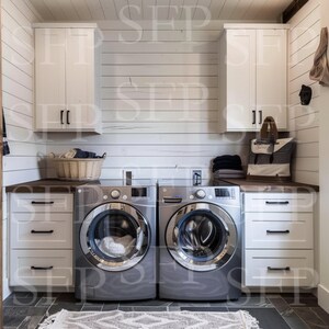 Rustic Farmhouse Laundry Room Mockup 374