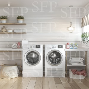 Rustic Farmhouse Laundry Room Mockup 394