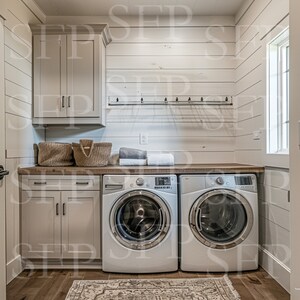 Rustic Farmhouse Laundry Room Mockup 380