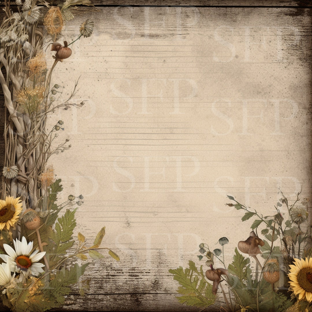 Rustic Background Scrapbook Rustic Dried Flowers Craft/scrapbook Background 03 - Etsy