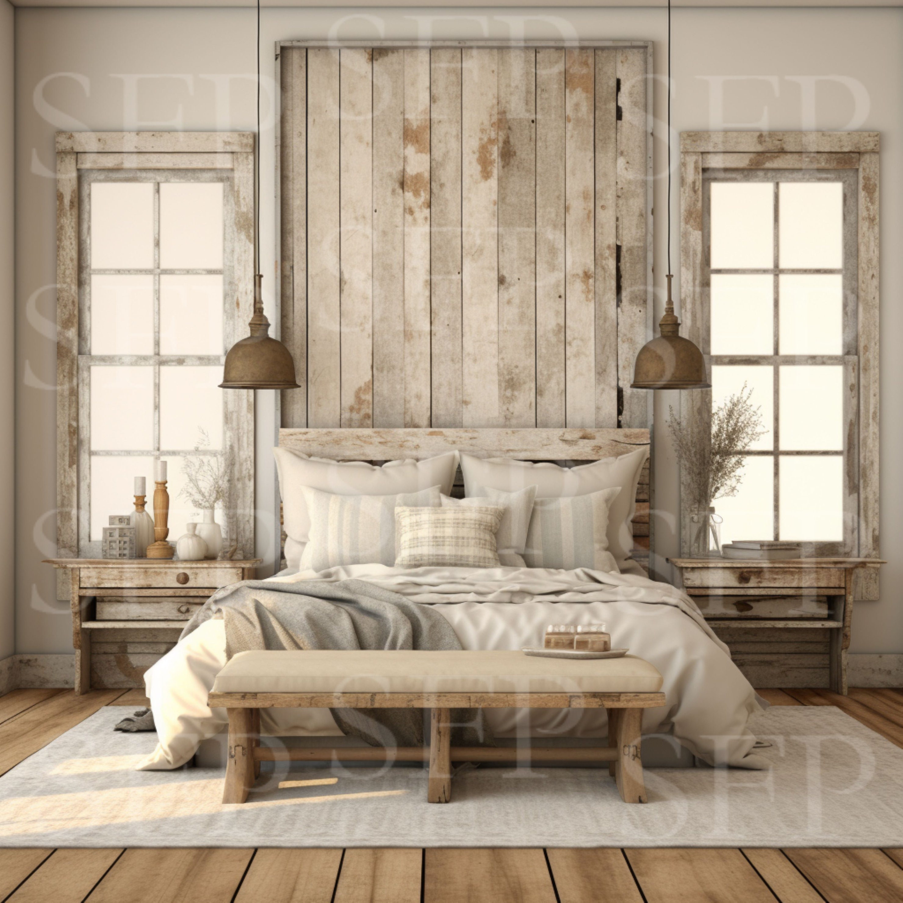 Rustic Farmhouse Bedroom Wall Art Mockup 169 - Etsy