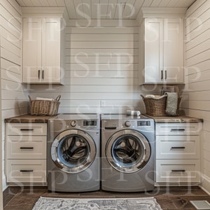 Rustic Farmhouse Laundry Room Mockup 377