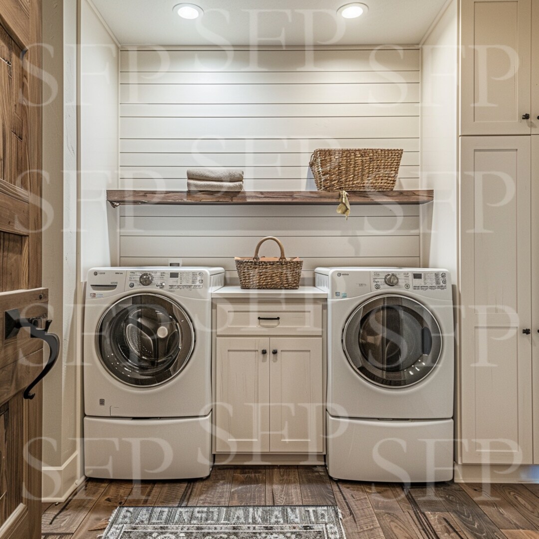Rustic Farmhouse Laundry Room Mockup 379 - Etsy