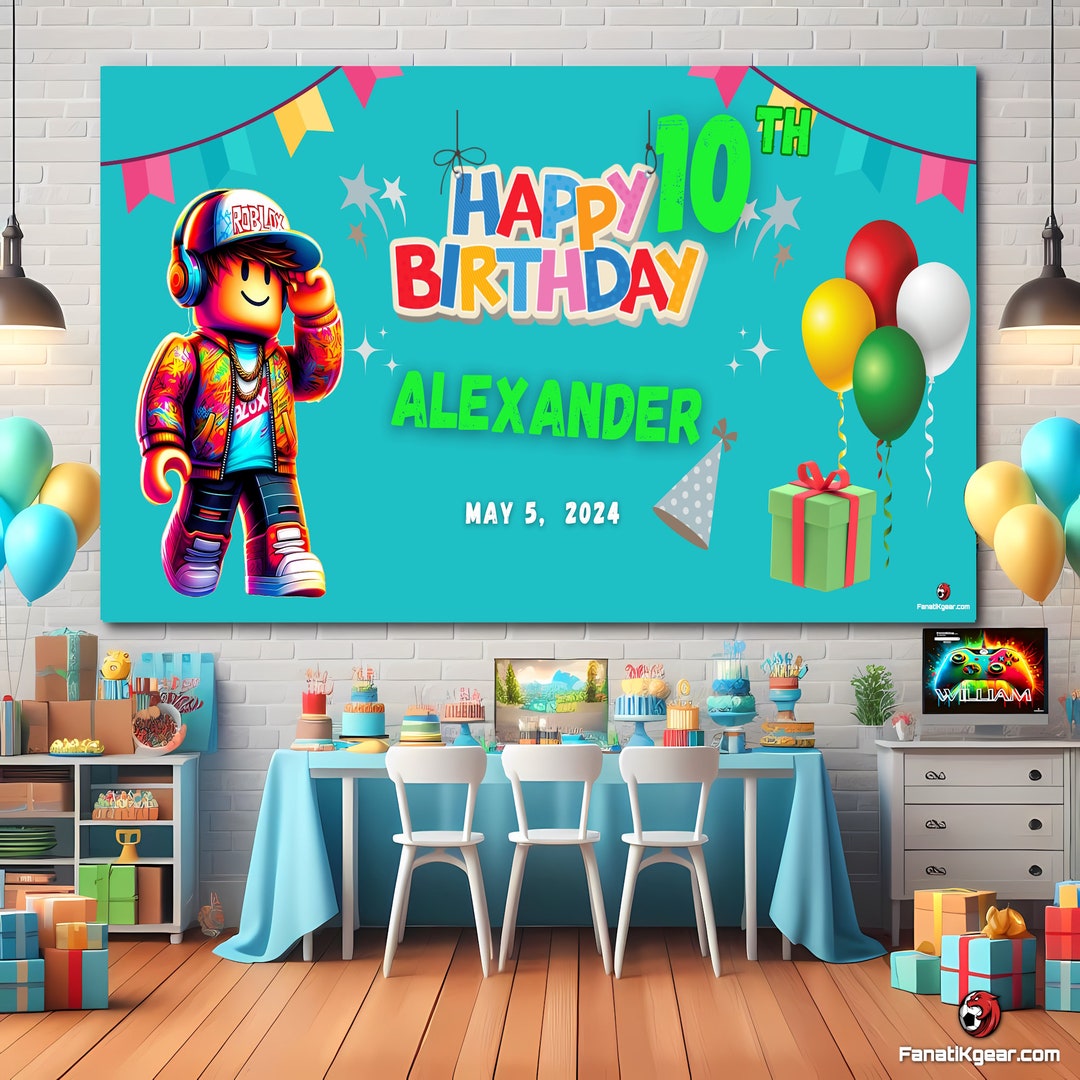 Roblox Birthday Banner, Roblox Birthday Party, Roblox Backdrop , Roblox ...