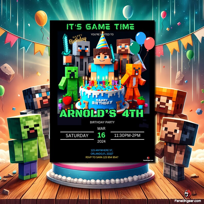 Minecraft Invitation, Minecrafter Birthday Invitations,minecraft ...