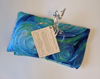 Heating Pad, Flaxseed Warming Pillow, Lavender and Flaxseed, Blue Swirl