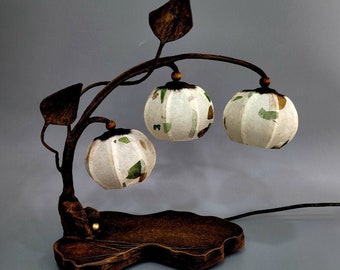 Flower Lamp with White Mix Ball - Unique Home Decoration- Asian Korean Japanese Lamp - Rice Paper Table Lamp -  Mulberry paper art deco