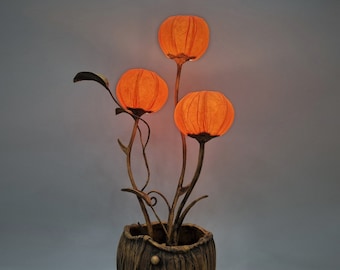 Handmade Mulberry Paper Flower Lamp - 3 Flower Bulbs Arrangements - Korean Japanese Style Home Decoration