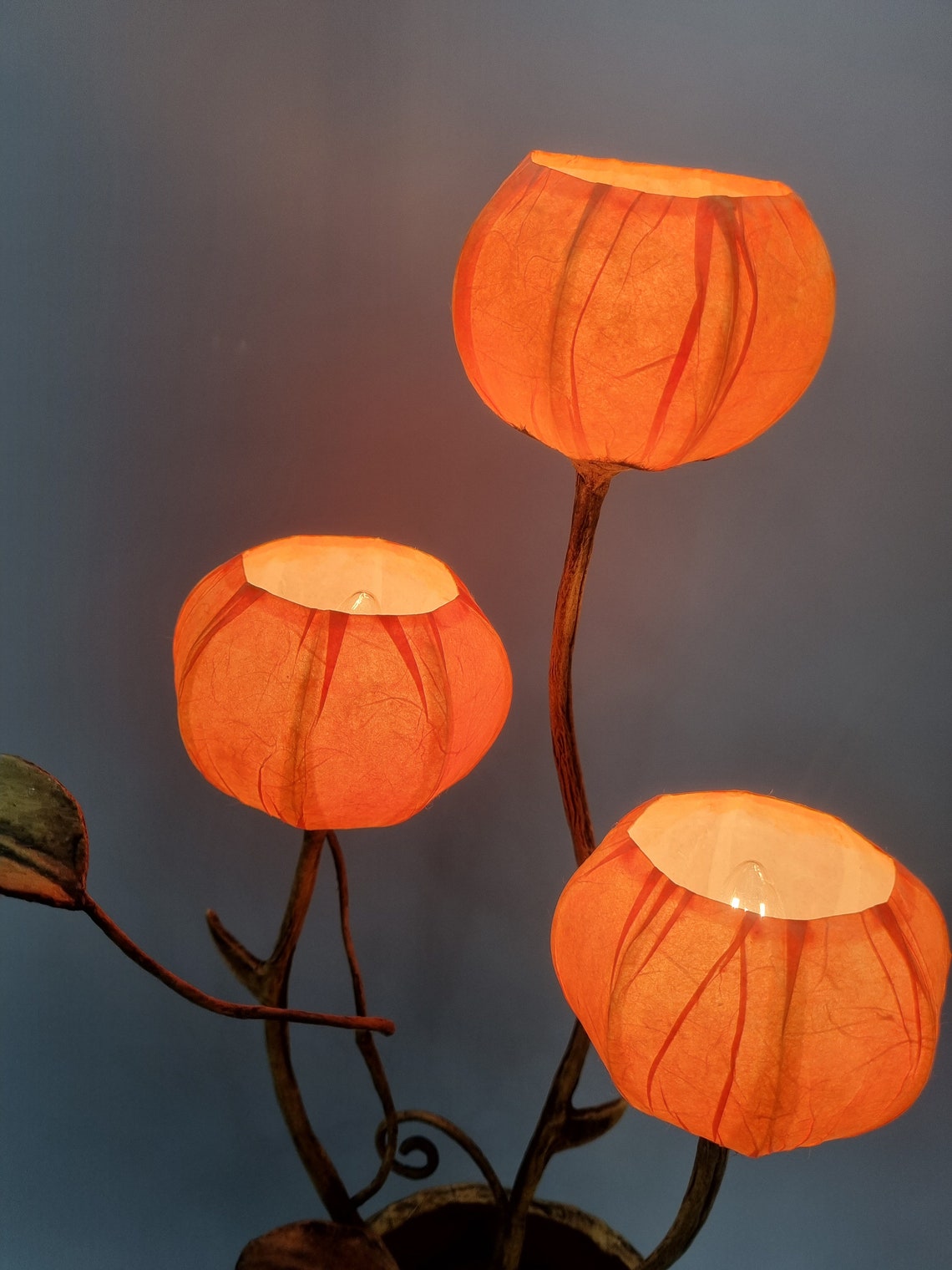 Handmade Mulberry Paper Flower Lamp 3 Flower Bulbs Etsy