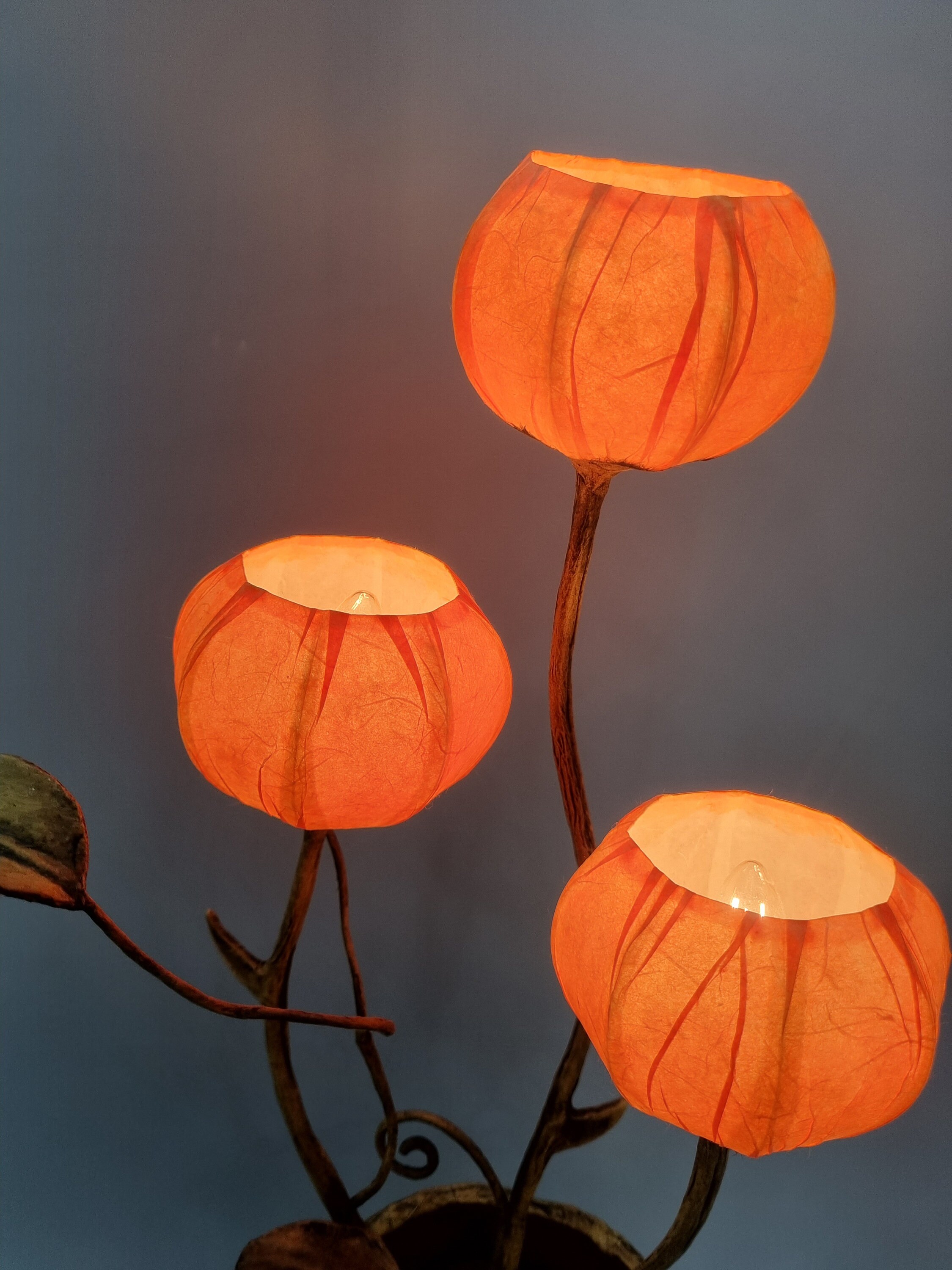 Handmade Mulberry Paper Flower Lamp 3 Flower Bulbs Etsy