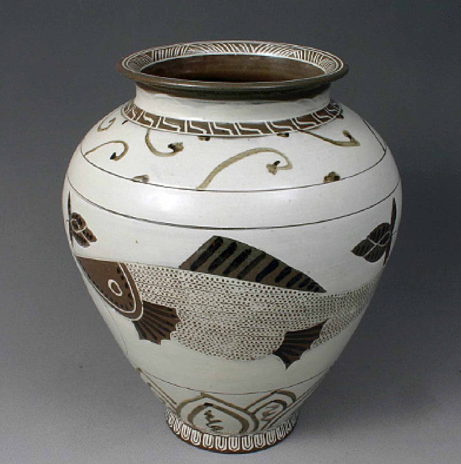 Korean Traditional Buncheong Vase Large Vase With Fish Etsy
