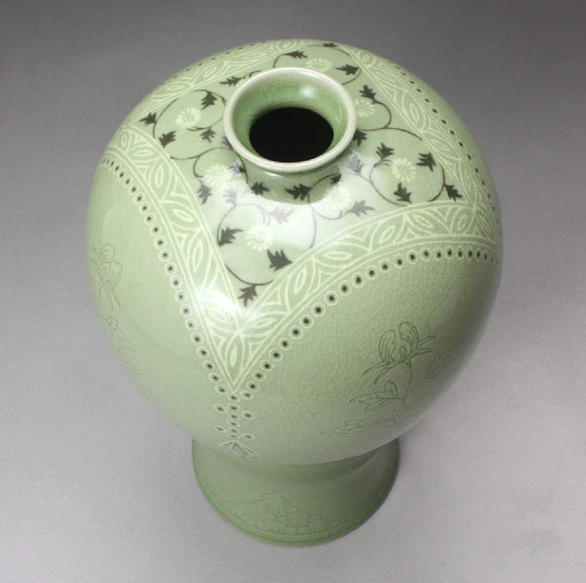 Korean Celadon Vase With Small Neck 11'' Etsy