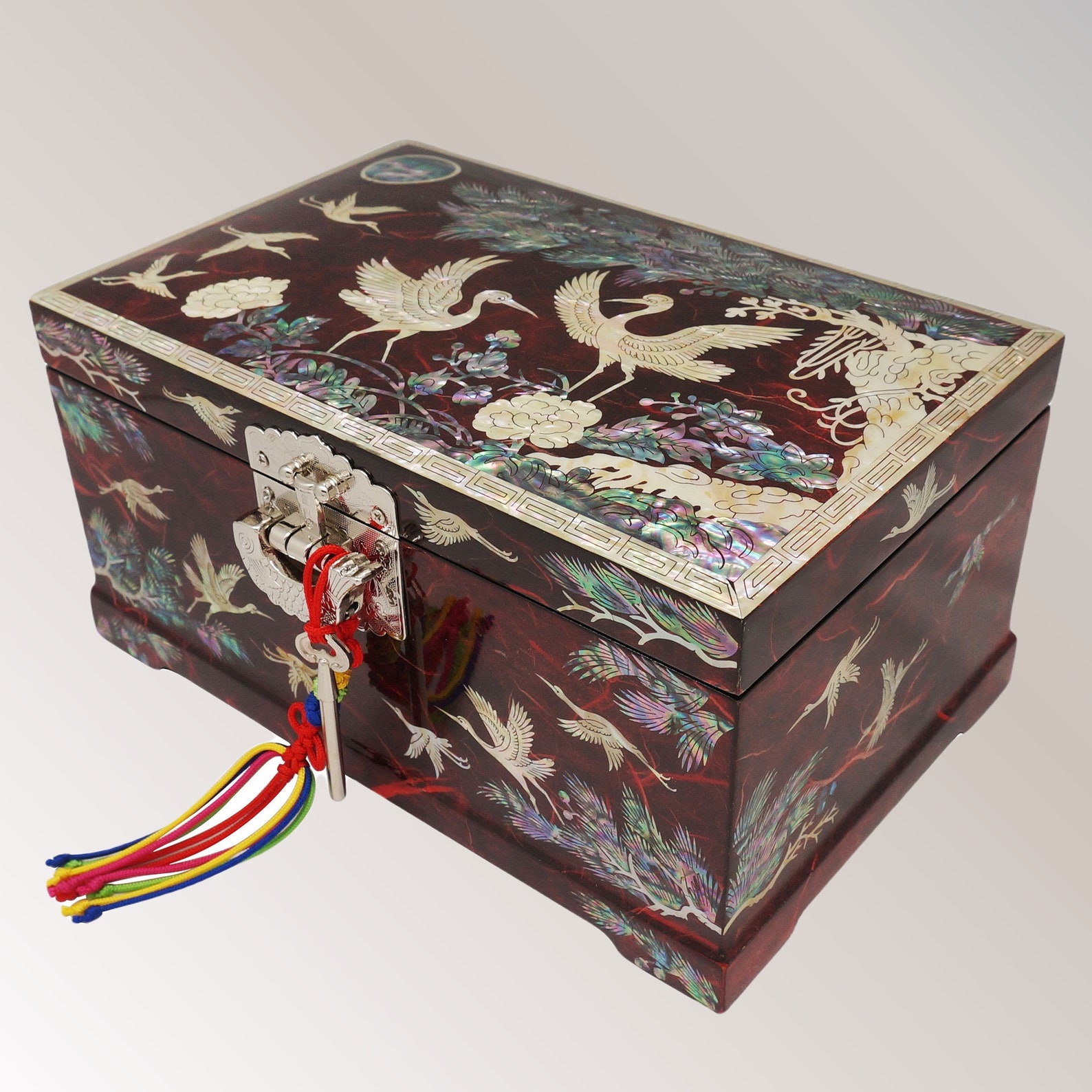 Korean Traditional Jewelry Box With Tassel and Mirror Mother Etsy