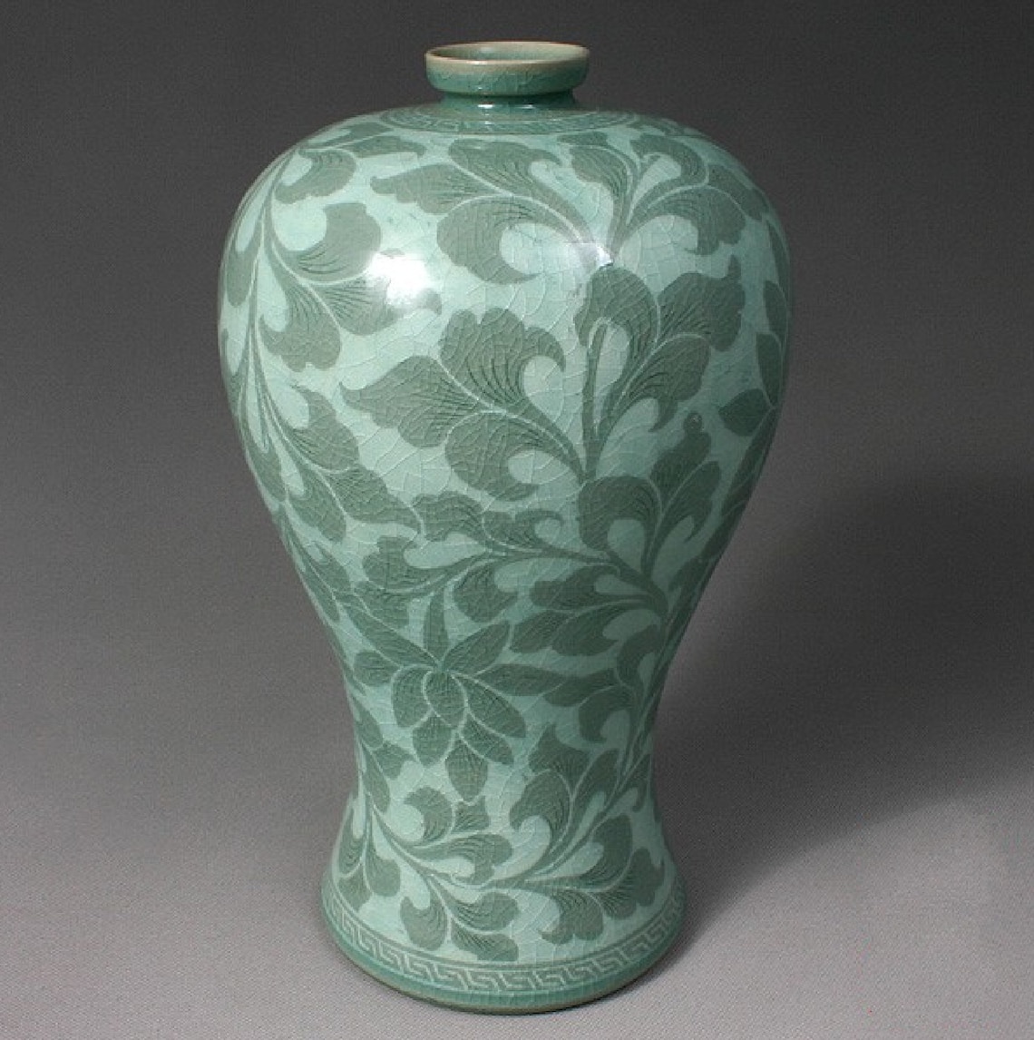 Korean Celadon Porcelain Vase Lotus Leaves and Flower Etsy