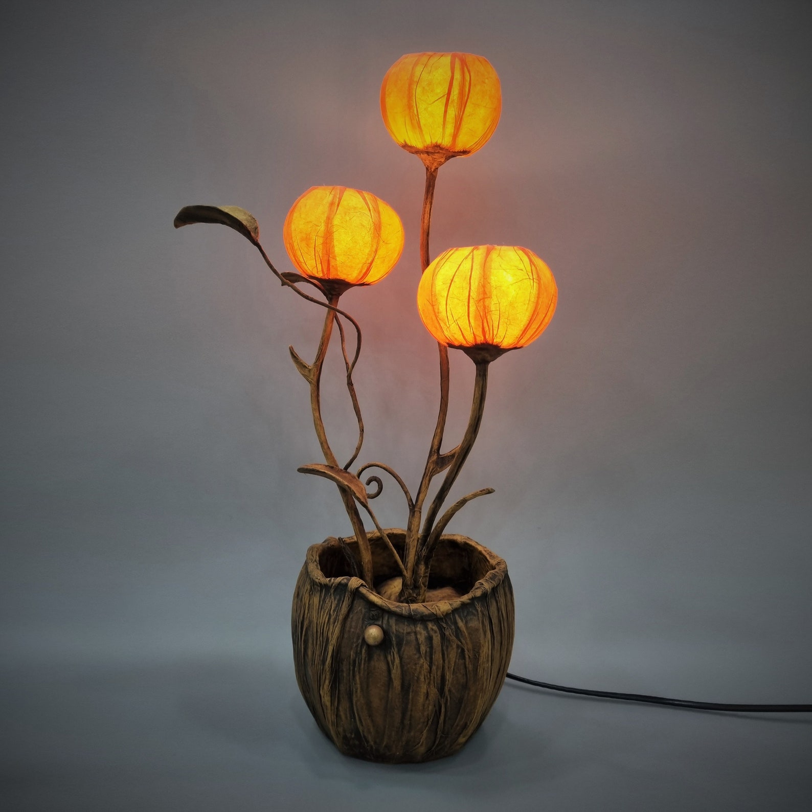 Handmade Mulberry Paper Flower Lamp 3 Flower Bulbs Etsy