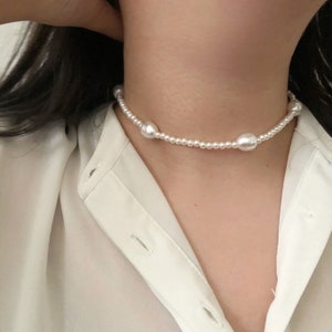 Bead Pearls Baroque Choker Necklace - Bridal Choker - Bridesmaid Necklace - Pearls Gift - Birthday gift - Gift for Her - white pearl
