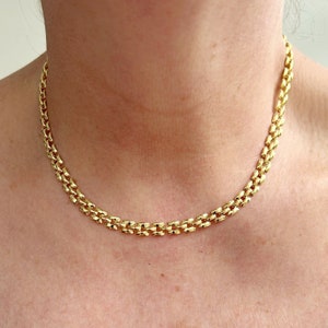 Gold Necklace Panther, Watch chain necklace, Fancy link chain, Art Deco choker, Fashionista gift, Casual necklace, Vintage style jewellery