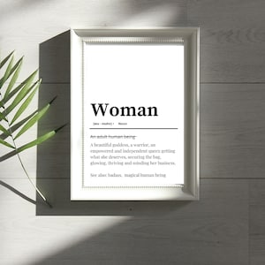 Impression de définition de femme | dictionnaire art | décor amusant à la maison | l’autonomisation des | citation motivationnelle | imprimé minimaliste | l’art numérique |