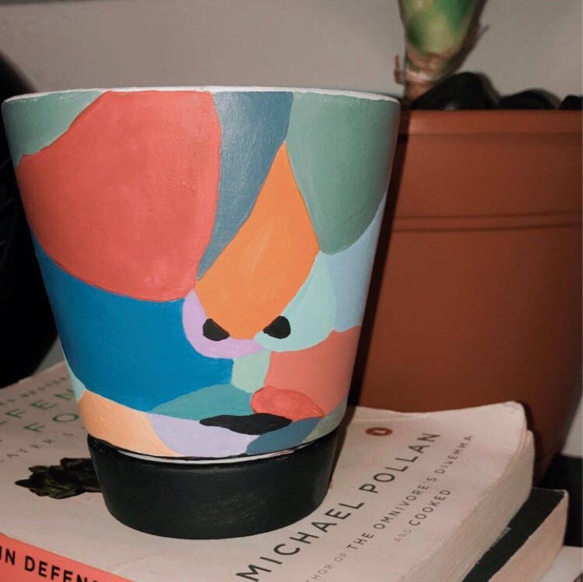 Handpainted Abstract Flower Pot Etsy