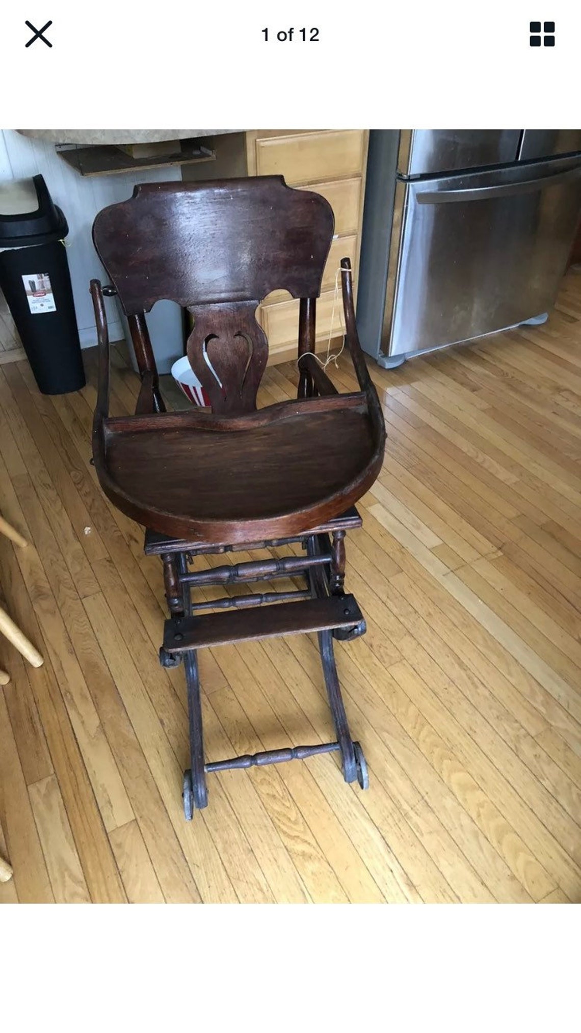 1800s Antique Victorian Oak Wood High Chair Highchair Etsy