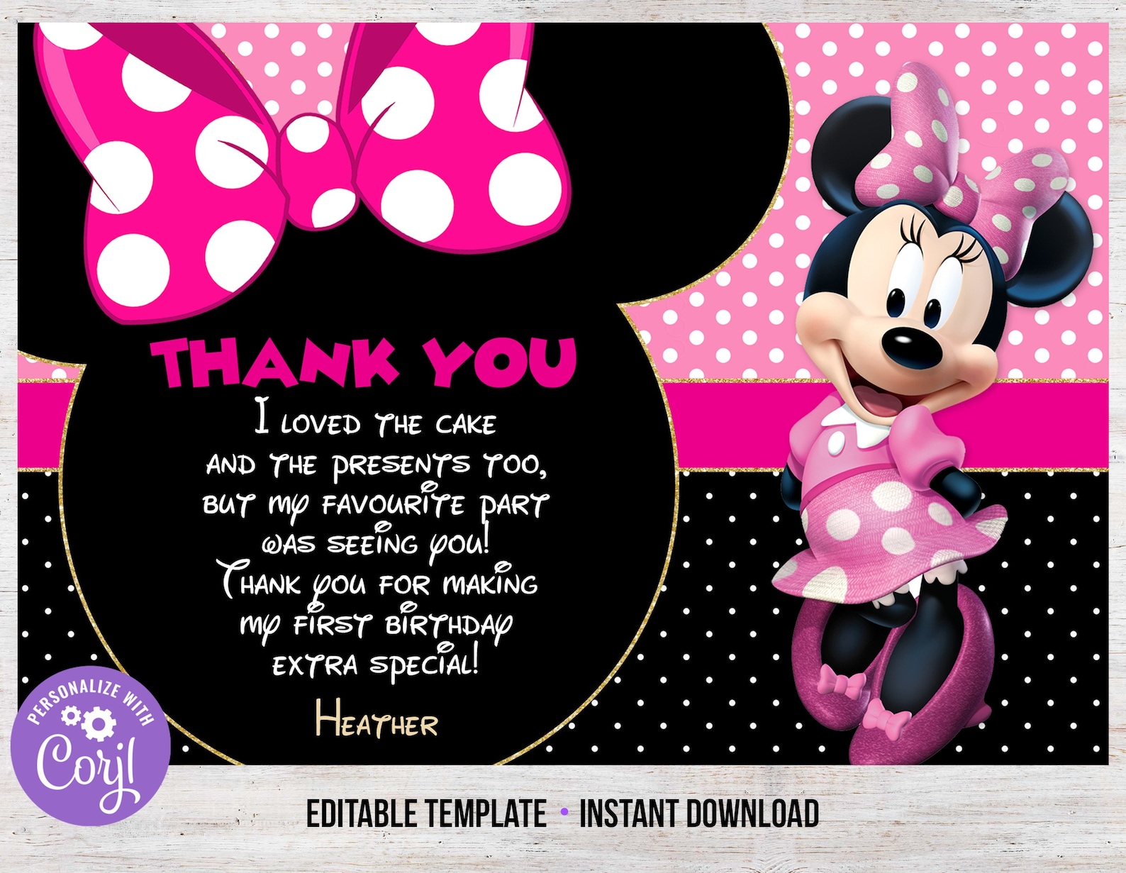 Oh Twodles Minnie Mouse Second Birthday Invitation Girl Etsy