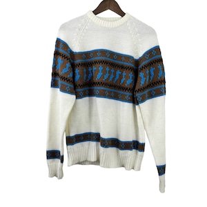 Vintage Traditionalist Nordic Sweater Crewneck Cream White Women&#39;s Size XL