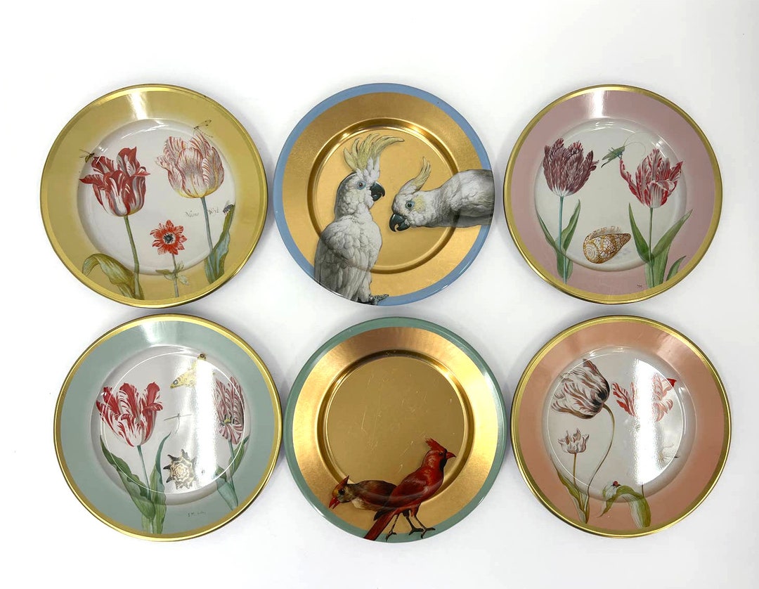 RUKS Museum Collection Decorative Tin Plates Set of 6 MCM RARE Etsy
