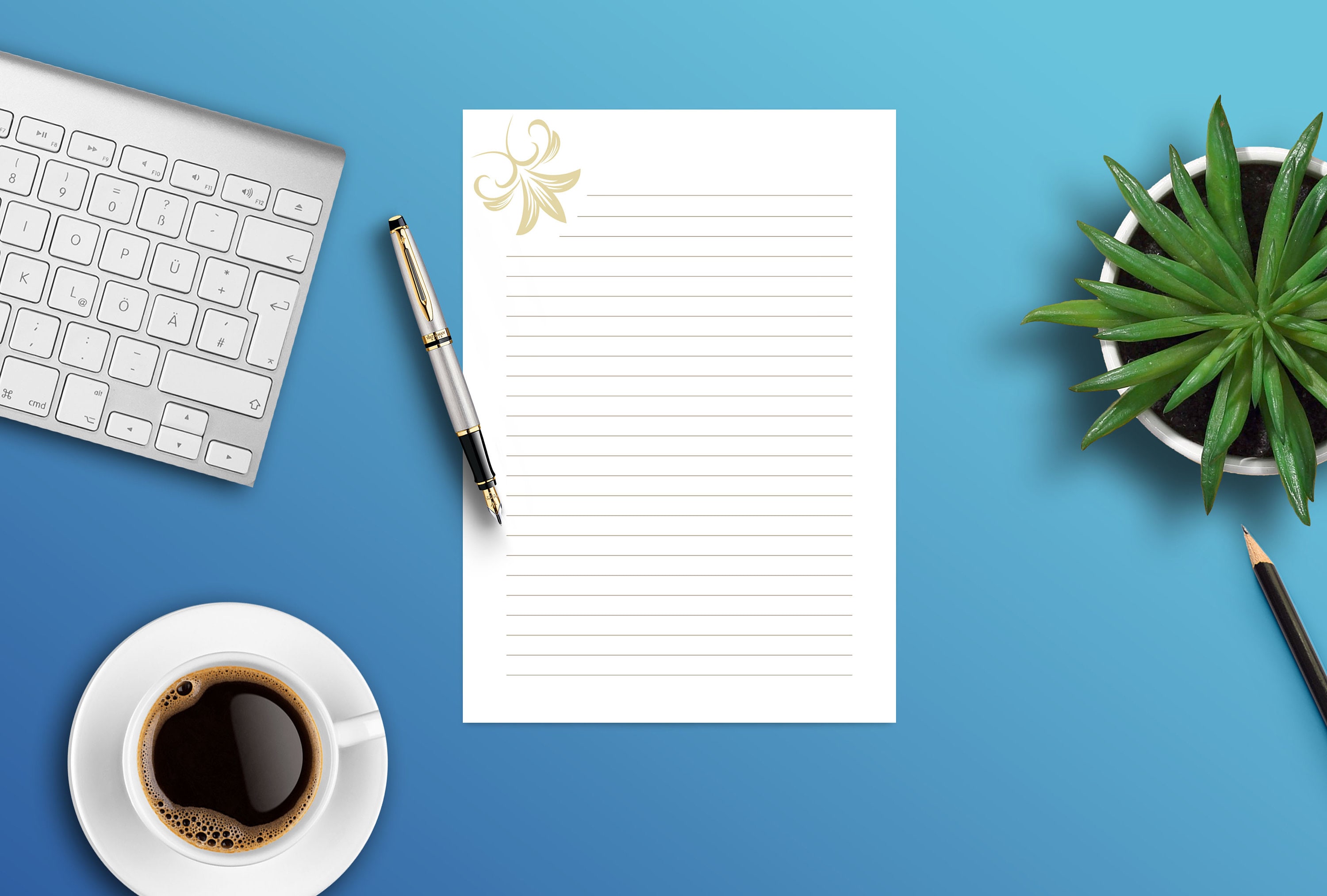 Elegant Printable Stationery Printable Lined Note Paper Etsy