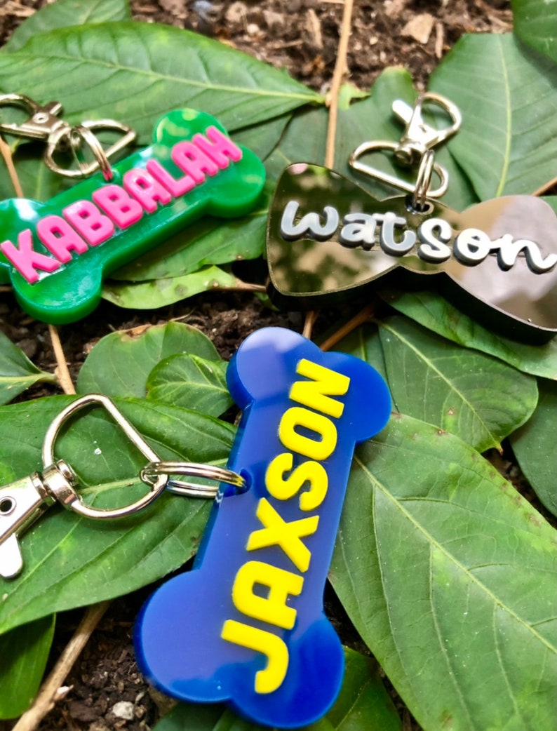 Custom Acrylic Dog Tag Personalized Dog Name Tag Dog ID Name Etsy